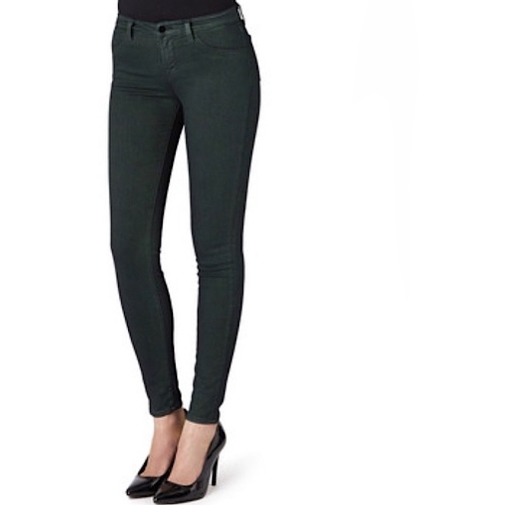 J BRAND Super Skinny lightly coated jeans in Green Neb dark green size 25